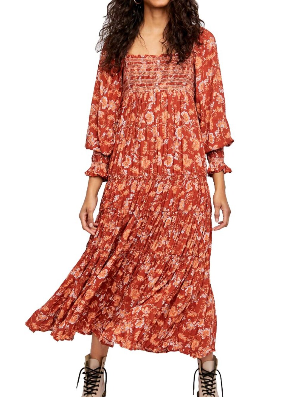 Free People Sweet Escape Maxi Dress Mocha Combo Size M - Picture 4 of 12